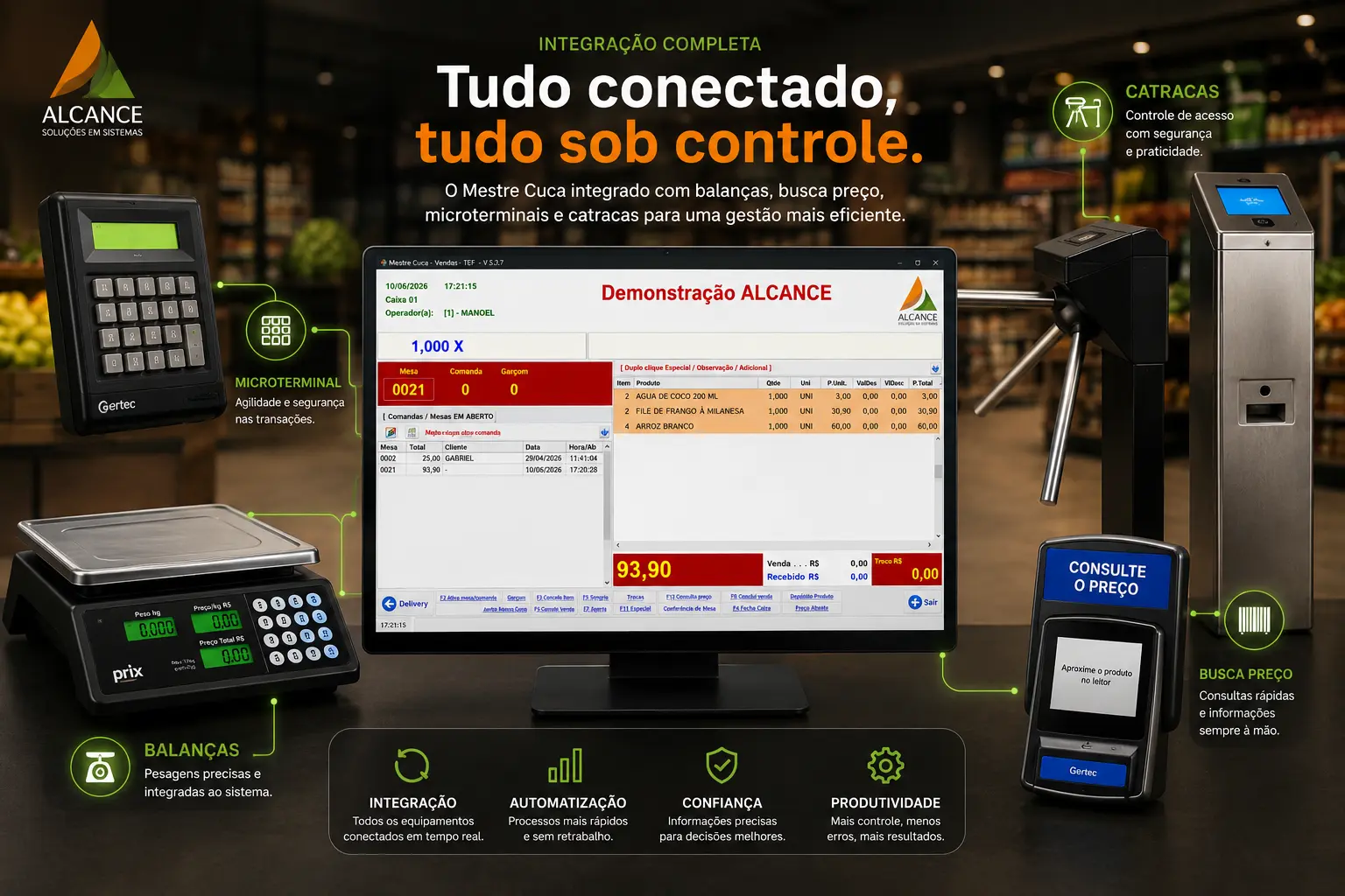 Aplicativo móvel integrado para gerenciamento de entregas e delivery na tela de um dispositivo eletrônico